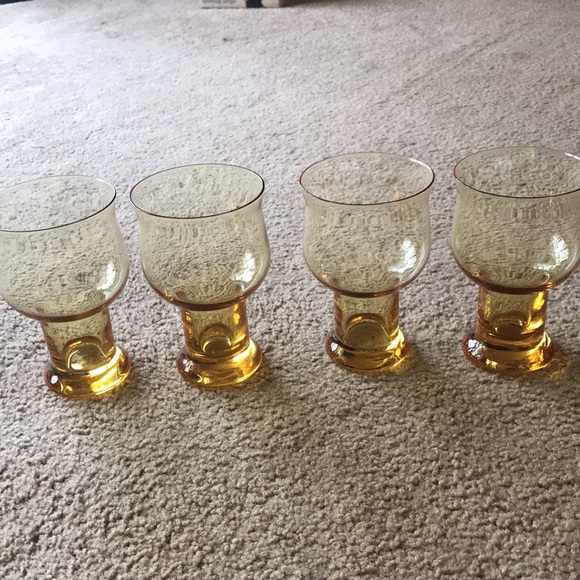 Vintage LENOX Clarion Yellow Blown Crystal Goblets *Set of 4* - Picture 2 of 14